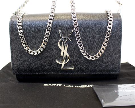 ysl black silver bag|YSL silver chain bag.